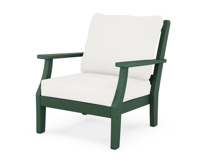 Martha Stewart by POLYWOOD® Chinoiserie Deep Seating Chair in Green / Natural Linen