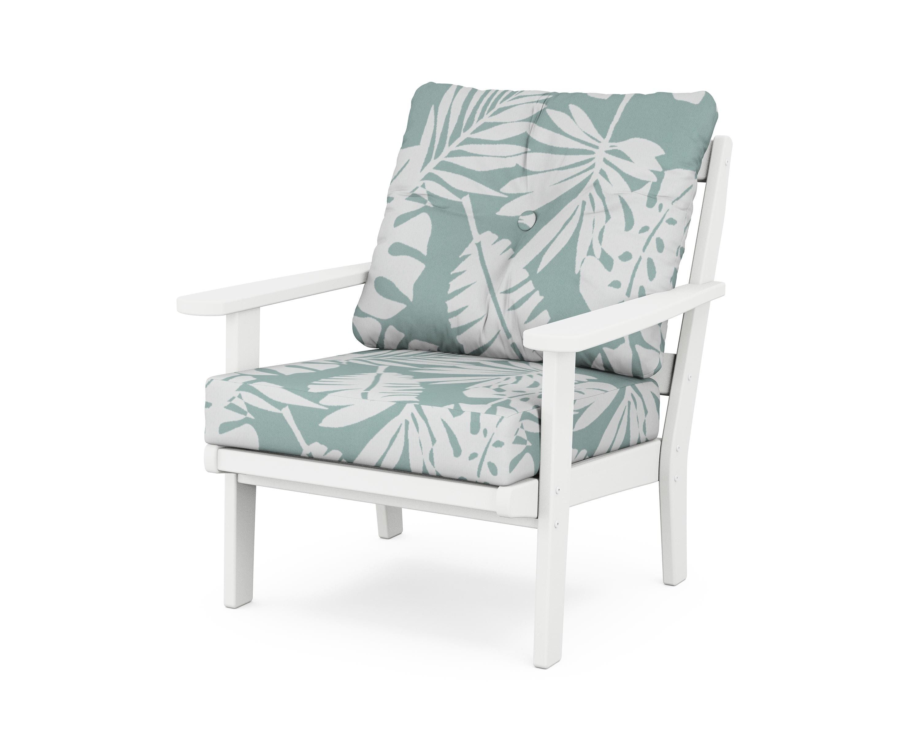 POLYWOOD® Mission Deep Seating Chair in White / Leaf Glacier Spa