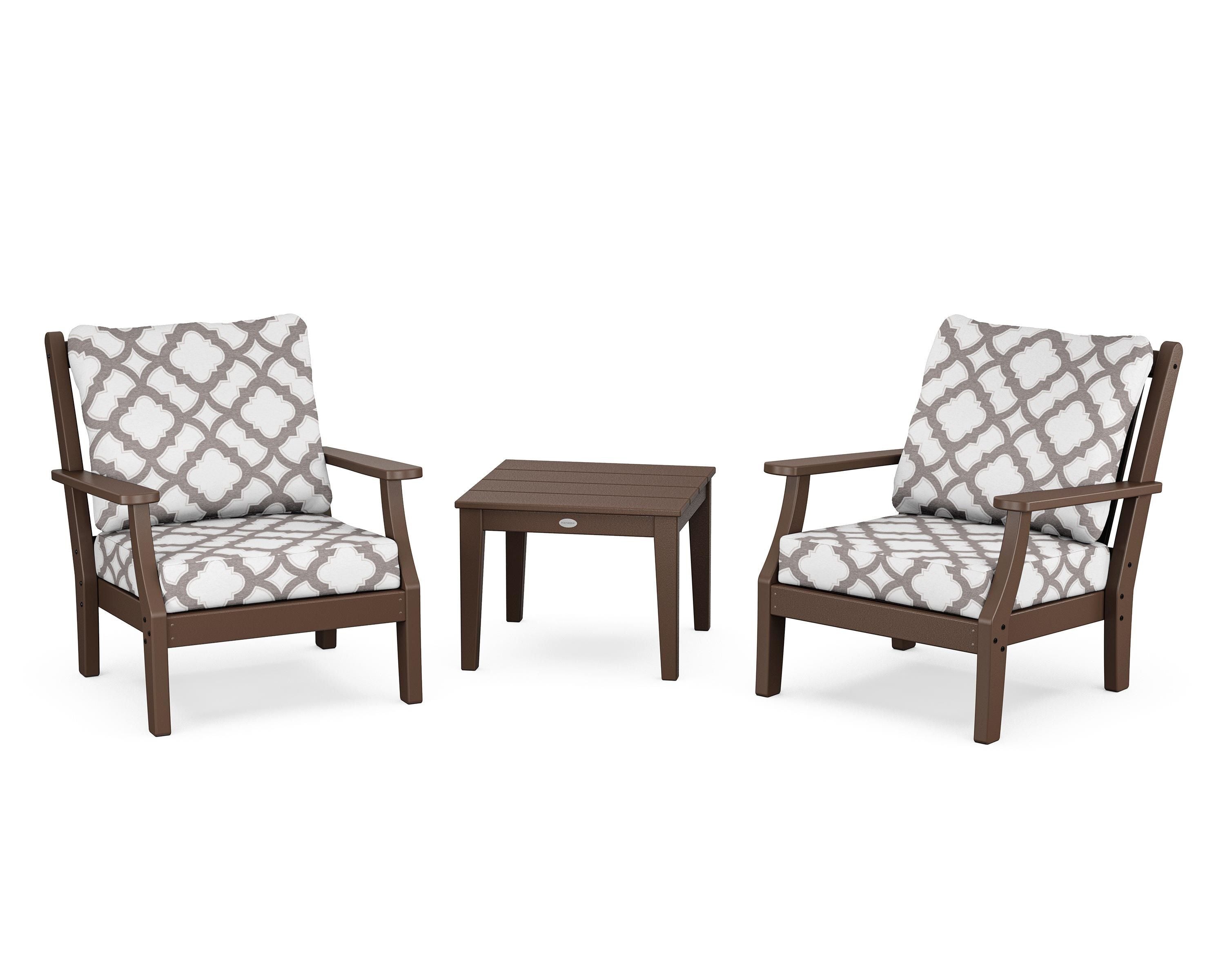 Country Living Wovendale 3-Piece Deep Seating Set in Mahogany / Trellis Grey Mist