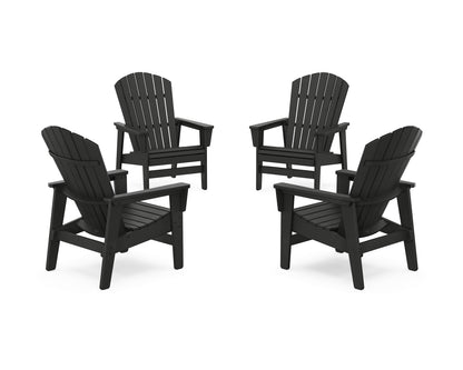 POLYWOOD® 4-Piece Nautical Grand Upright Adirondack Chair Conversation Set in Black