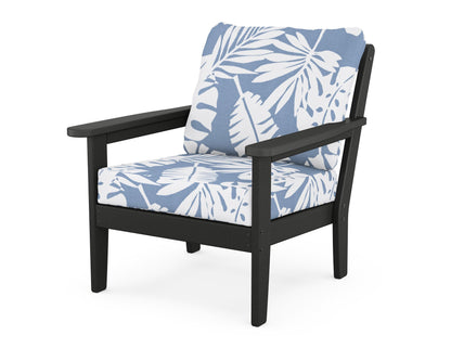 Country Living Cottage Deep Seating Chair in Black / Leaf Sky Blue