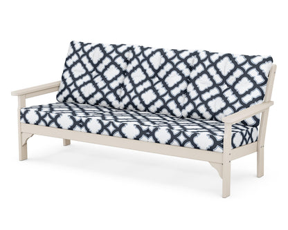 POLYWOOD® Vineyard Deep Seating Sofa in Sand / Trellis Marine Indigo