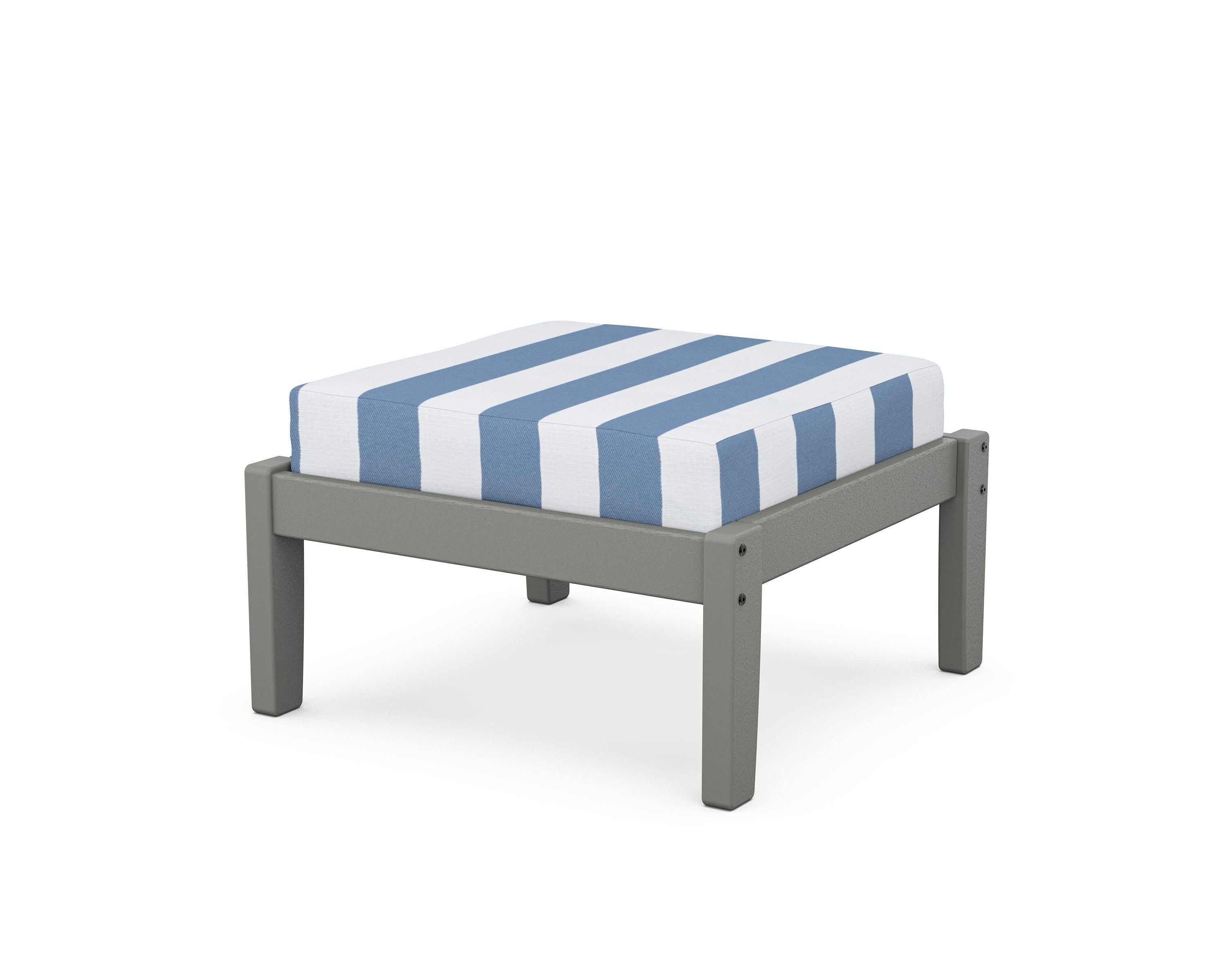 Unbranded Deep Seating Ottoman in Slate Grey / Cabana Stripe Sky Blue