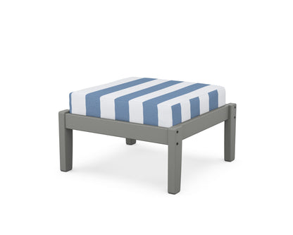 Unbranded Deep Seating Ottoman in Slate Grey / Cabana Stripe Sky Blue