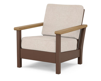 POLYWOOD® Harbour Deep Seating Chair in Mahogany / Natural / Blend Linen