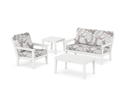 Country Living Wovendale 4-Piece Deep Seating Set in White / Leaf Grey Mist