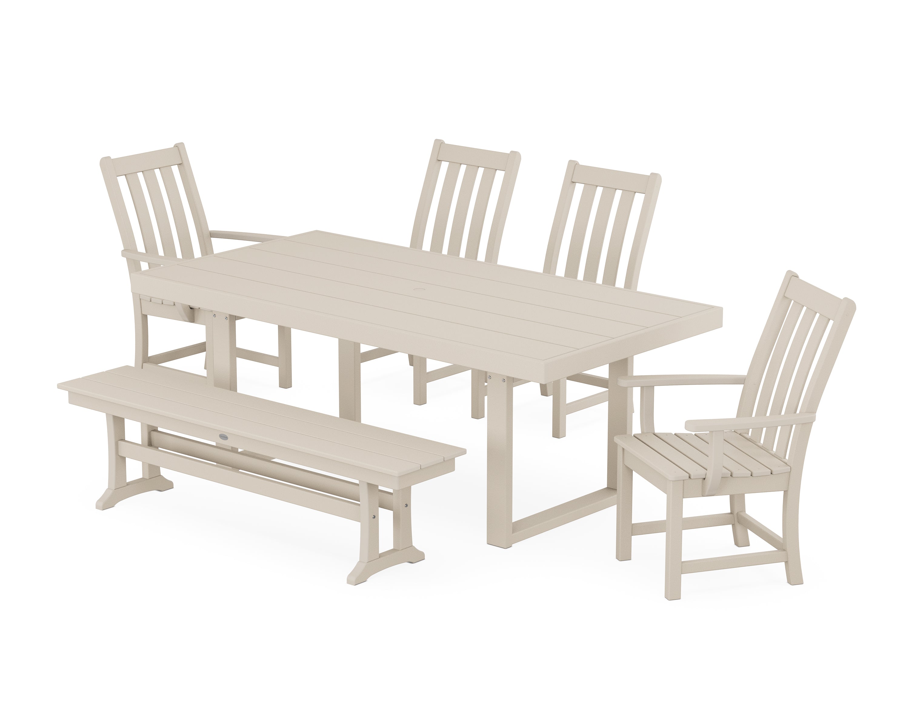 POLYWOOD® Vineyard 6-Piece Dining Set with Bench in Sand