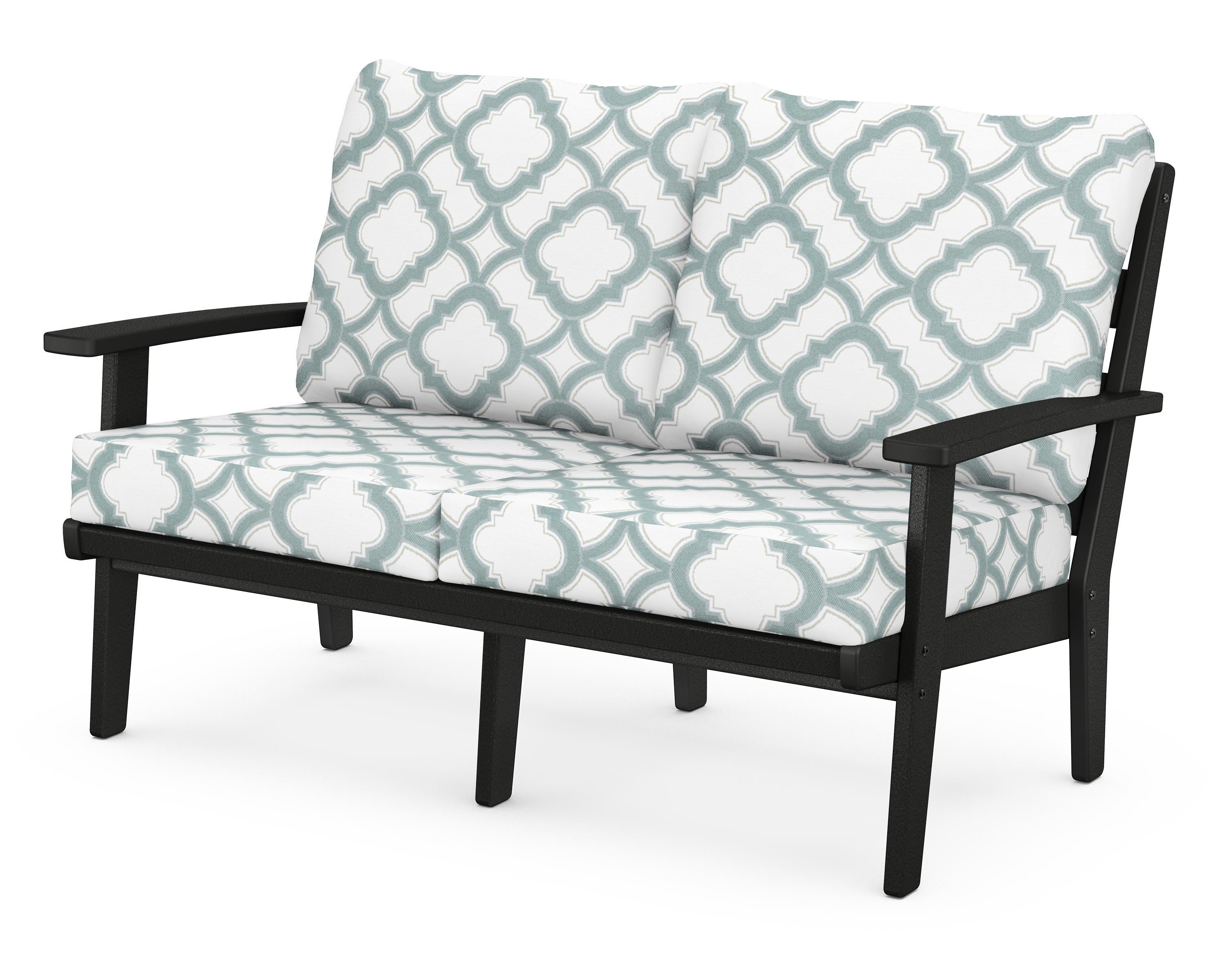 POLYWOOD® Grant Park Deep Seating Loveseat in Black / Trellis Glacier Spa