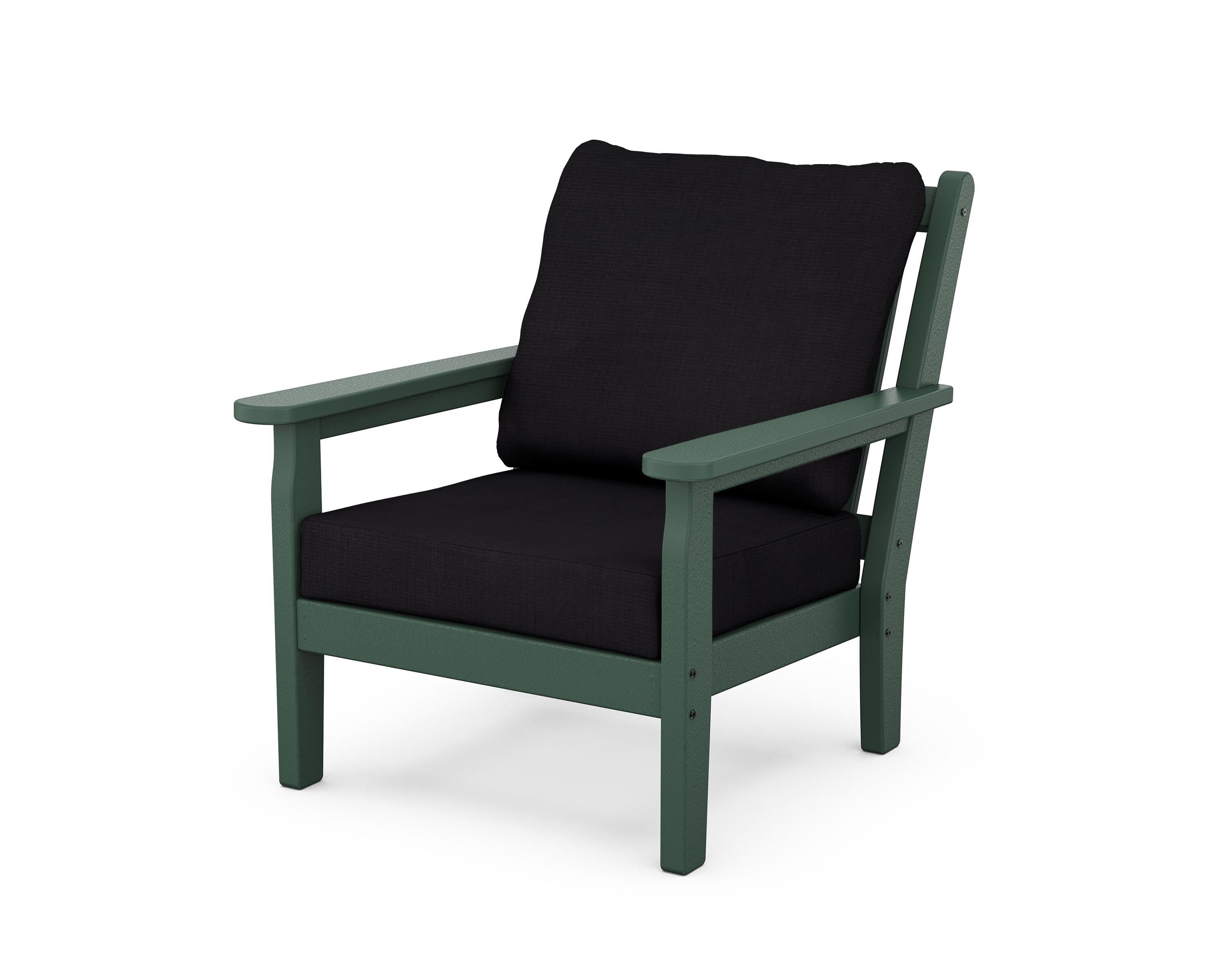 POLYWOOD® Chippendale Deep Seating Chair in Green / Midnight Linen