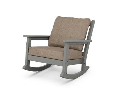 POLYWOOD® Chippendale Deep Seating Rocking Chair in Slate Grey / Spiced Burlap