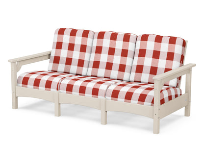 POLYWOOD® Club Sofa in Sand / Buffalo Plaid Crimson