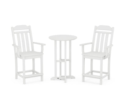 Country Living Cottage 3-Piece Farmhouse Bistro Counter Set in White