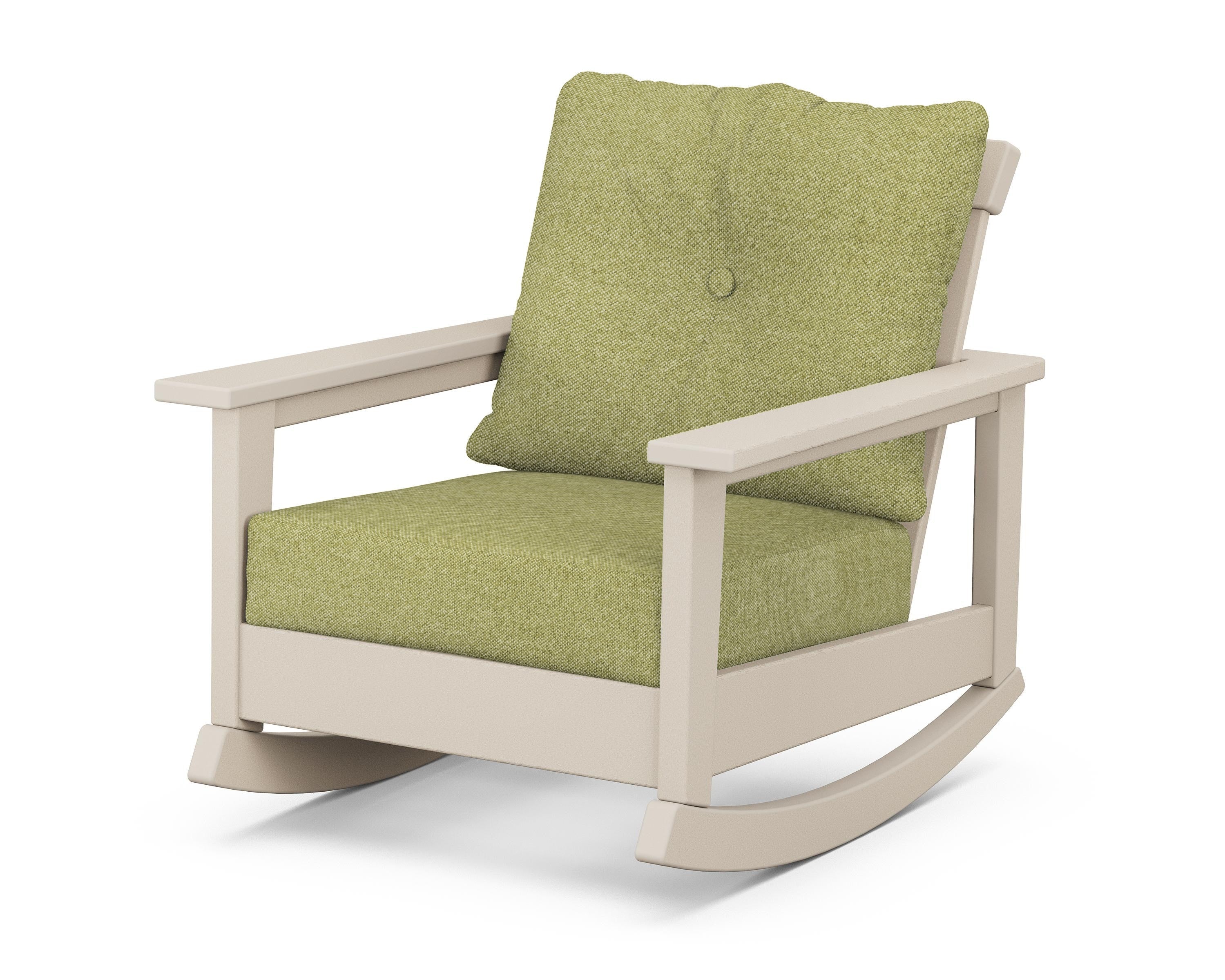 POLYWOOD® Prescott Deep Seating Rocking Chair in Sand / Chartreuse Boucle