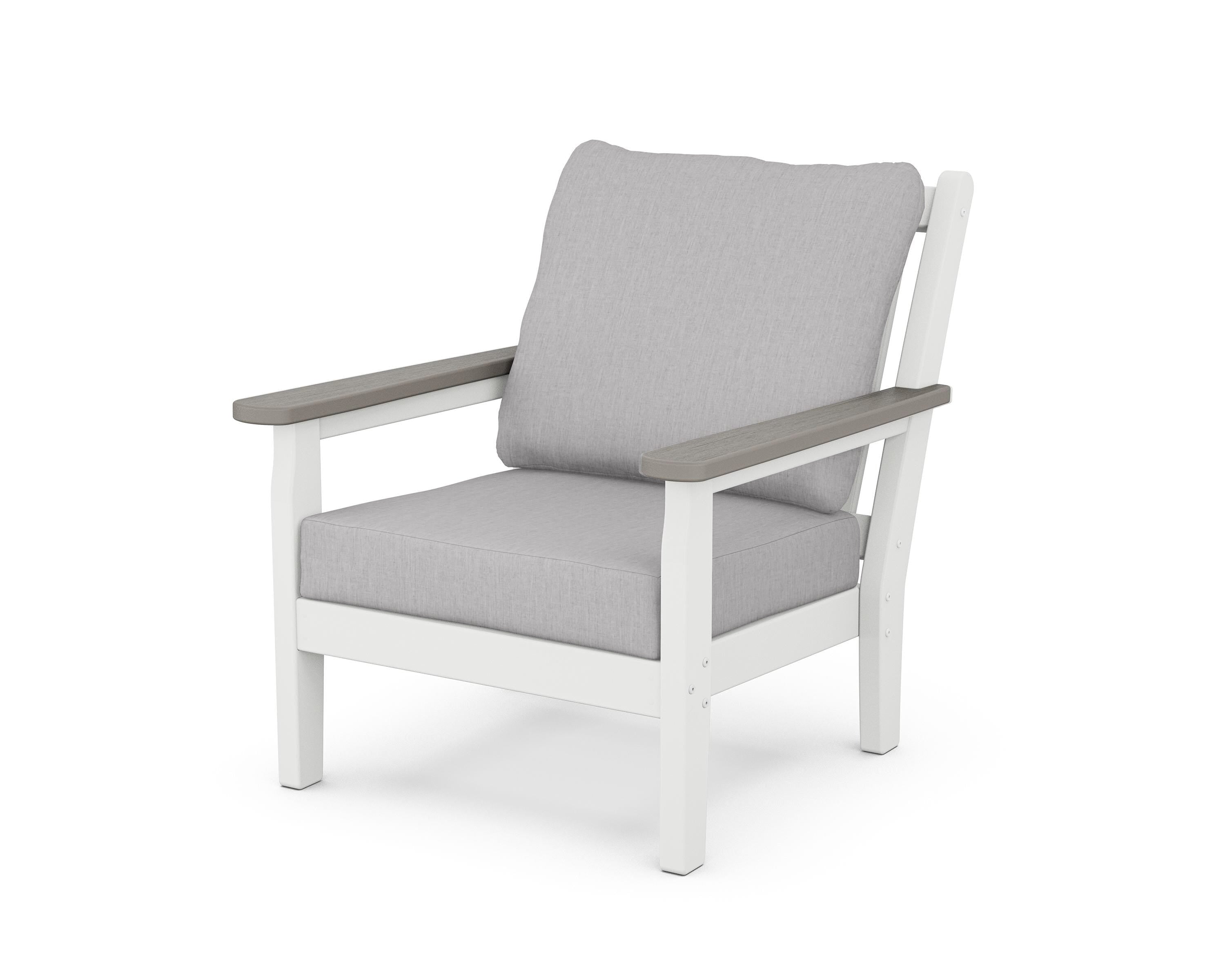 POLYWOOD® Chippendale Deep Seating Chair in White / Driftwood / Granite