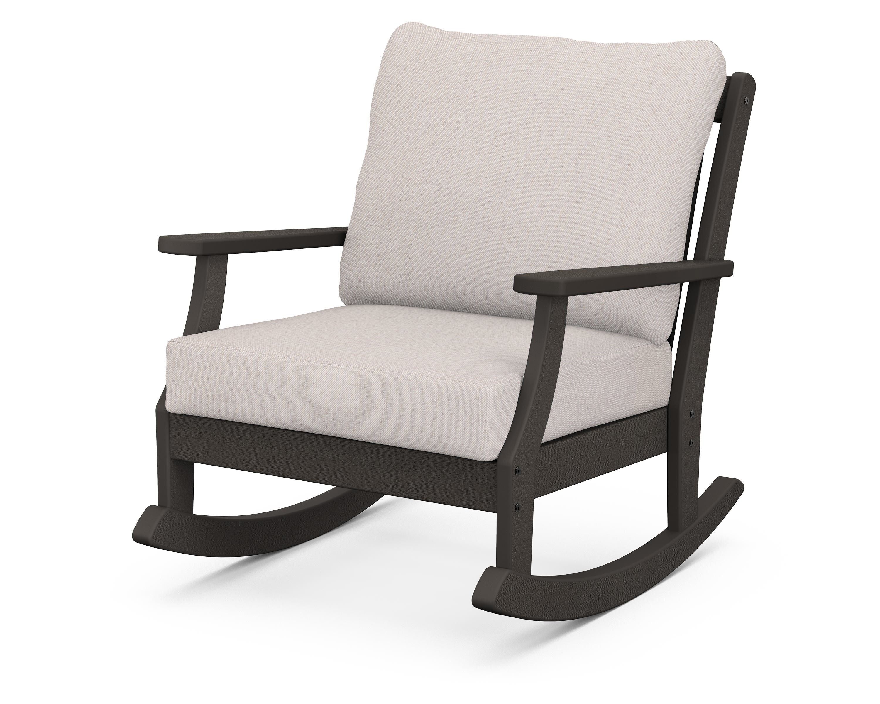 POLYWOOD® Braxton Deep Seating Rocking Chair in Vintage Coffee / Dune Burlap