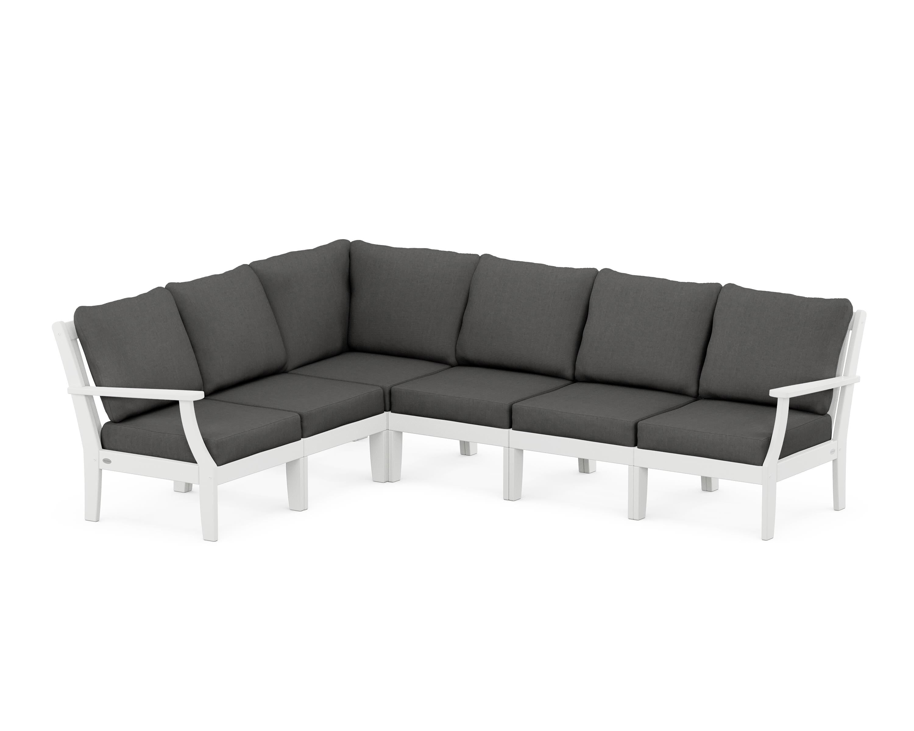 POLYWOOD® Braxton Modular 6-Piece Deep Seating Set in White / Spectrum Carbon