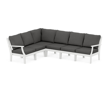 POLYWOOD® Braxton Modular 6-Piece Deep Seating Set in White / Spectrum Carbon