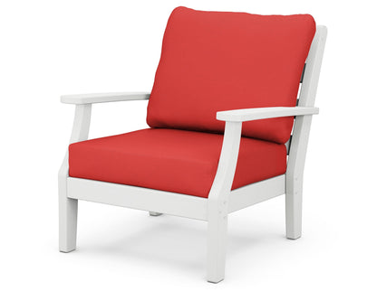 POLYWOOD® Chesapeake Deep Seating Chair in White / Crimson Linen