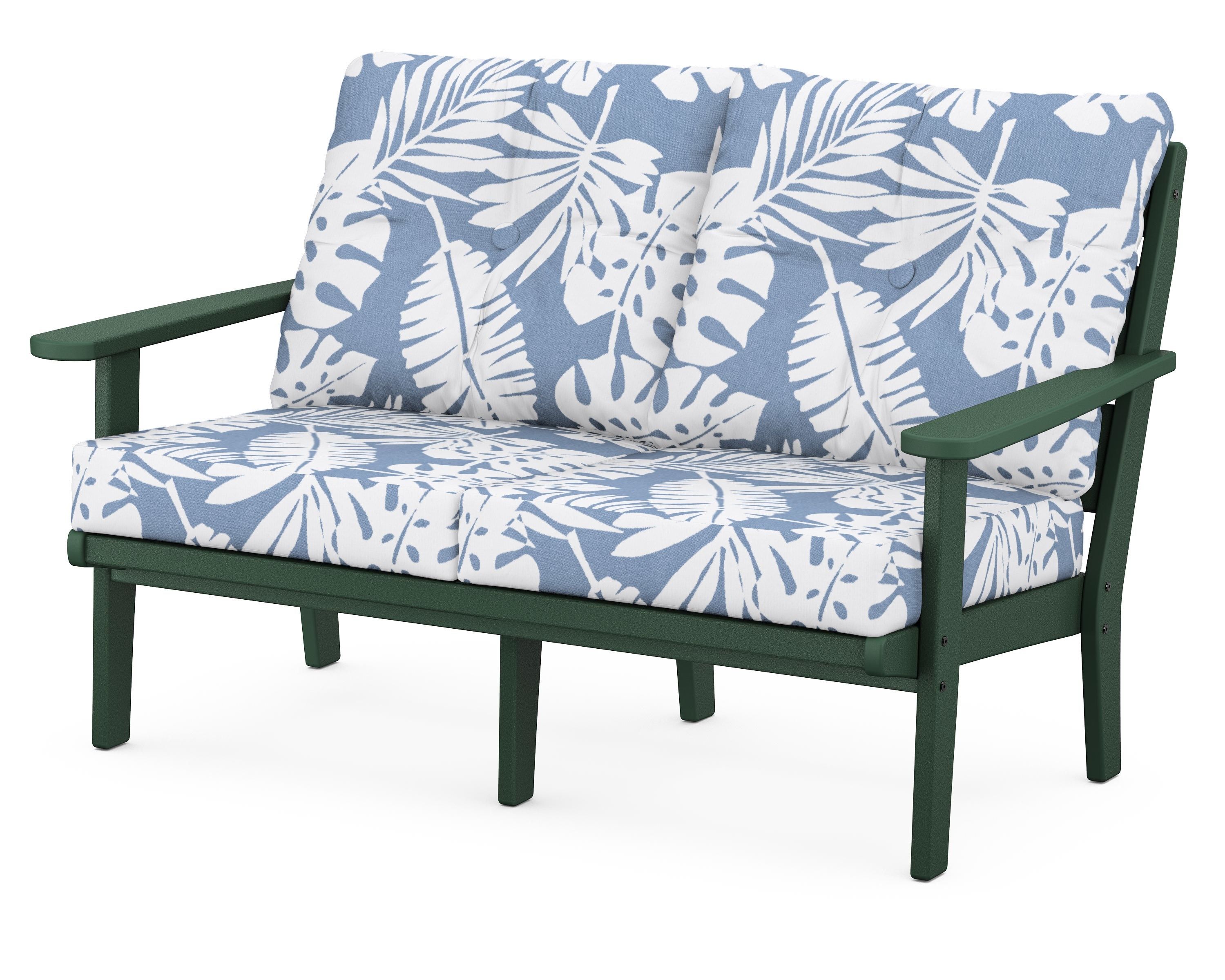 POLYWOOD® Lakeside Deep Seating Loveseat in Green / Leaf Sky Blue