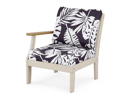POLYWOOD® Braxton Modular Left Arm Chair in Sand / Natural / Leaf Navy