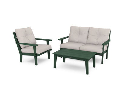 POLYWOOD® Lakeside 3-Piece Deep Seating Set in Green / Dune Burlap