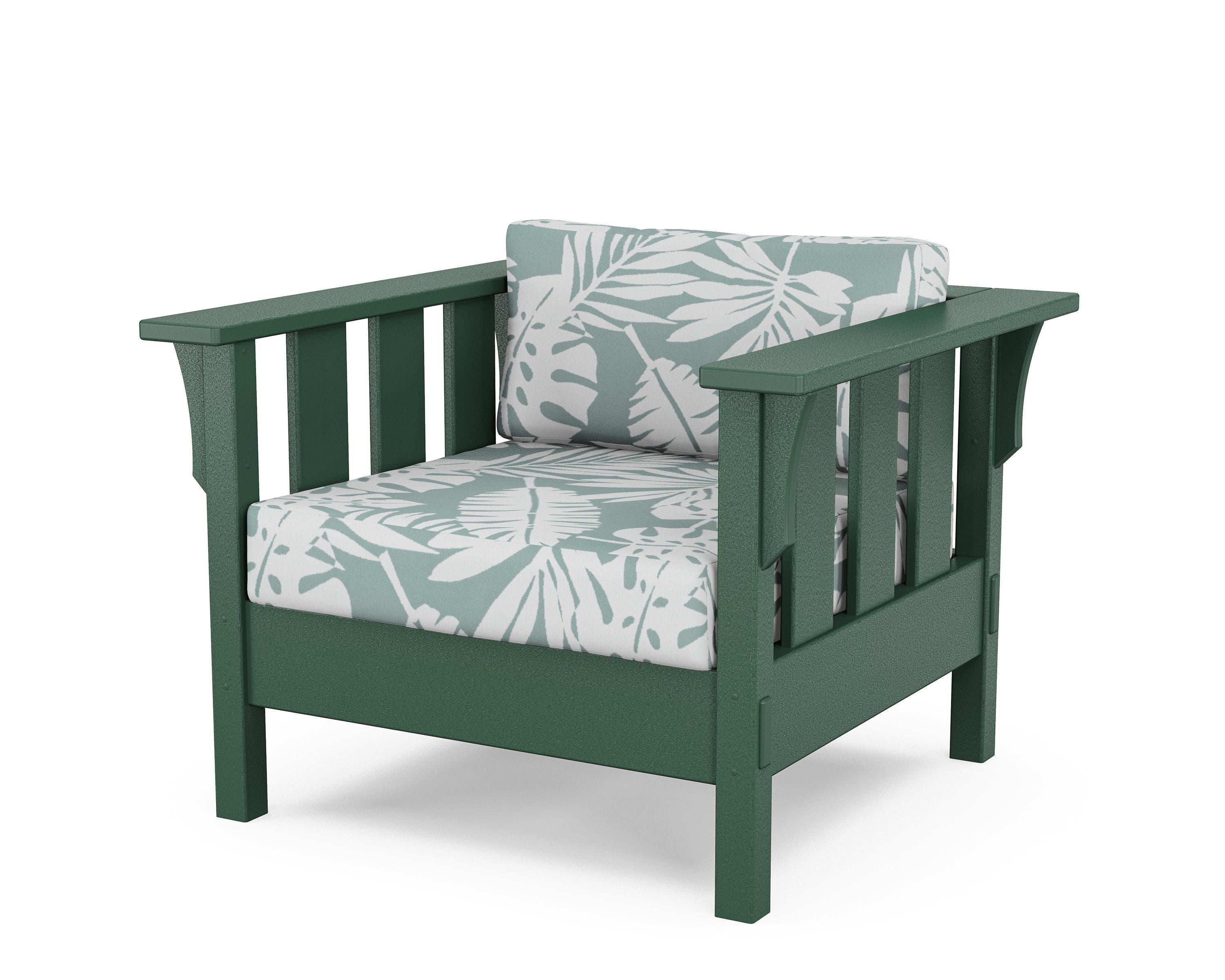 Martha Stewart by POLYWOOD® Acadia Deep Seating Chair in Green / Leaf Glacier Spa