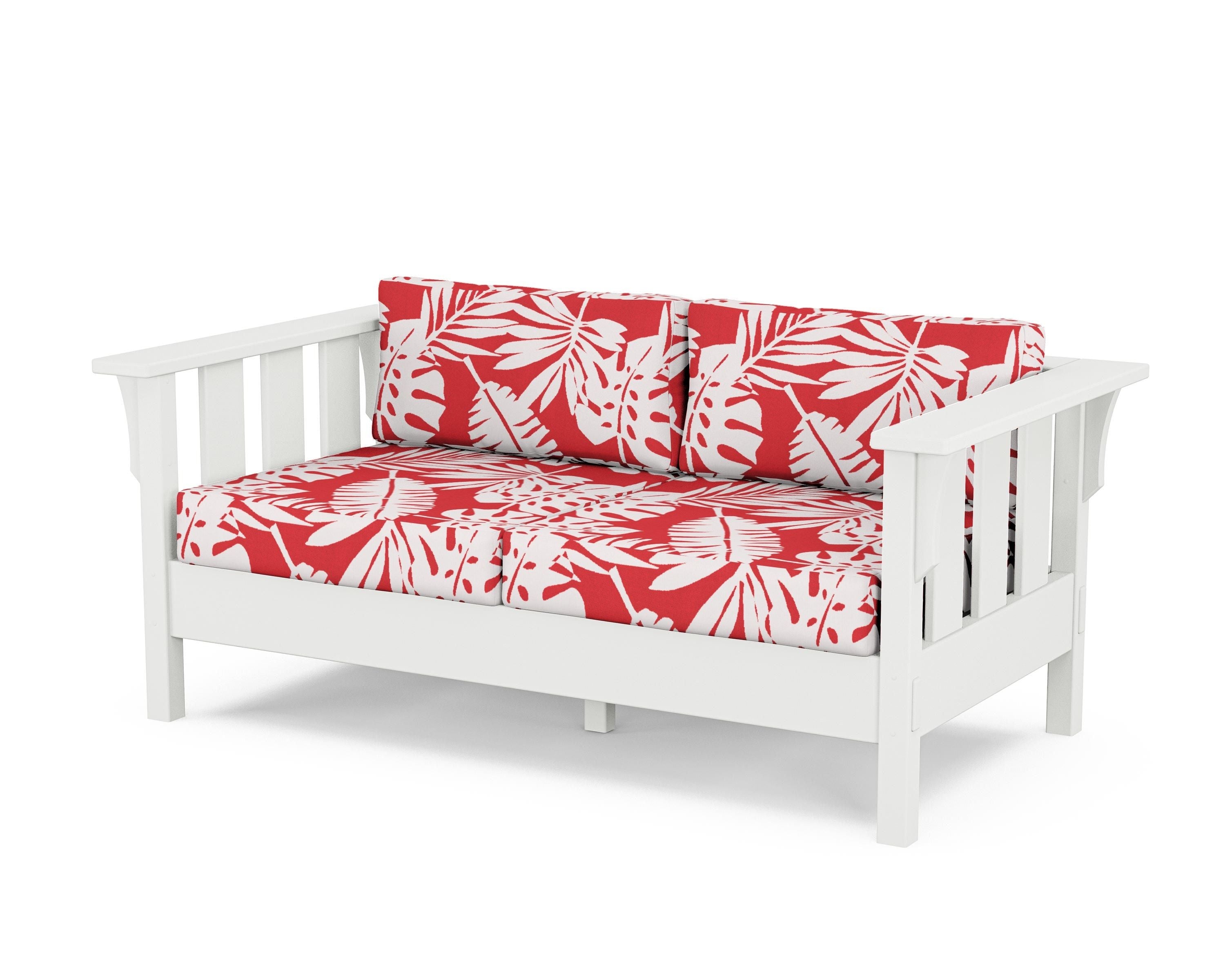 Martha Stewart by POLYWOOD® Acadia Deep Seating Loveseat in White / Leaf Crimson