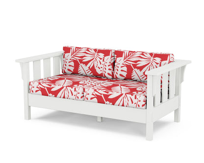Martha Stewart by POLYWOOD® Acadia Deep Seating Loveseat in White / Leaf Crimson