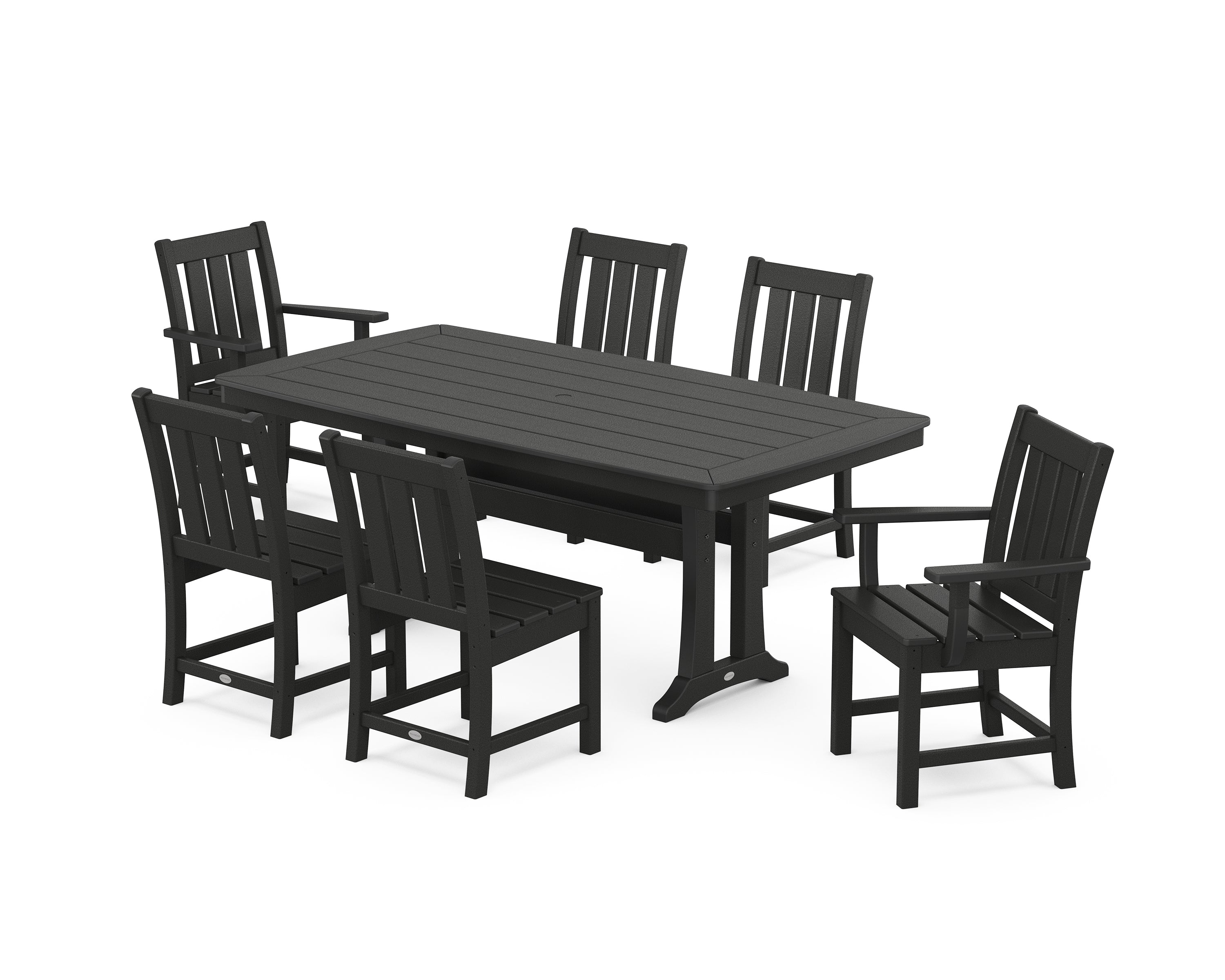 POLYWOOD® Oxford 7-Piece Dining Set with Trestle Legs in Black
