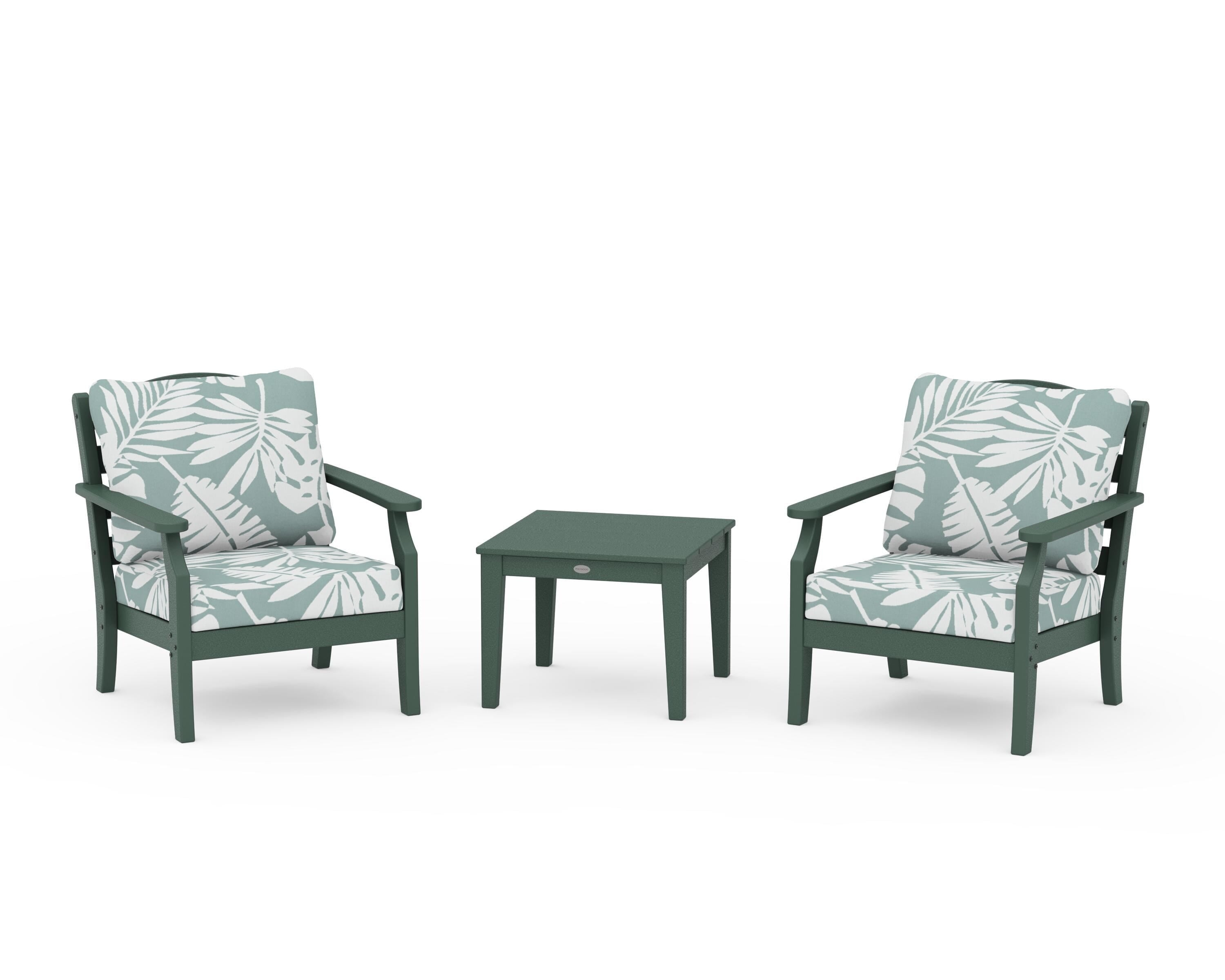 Draper James™ by  POLYWOOD® Savannah 3-Piece Deep Seating Set in Green / Leaf Glacier Spa