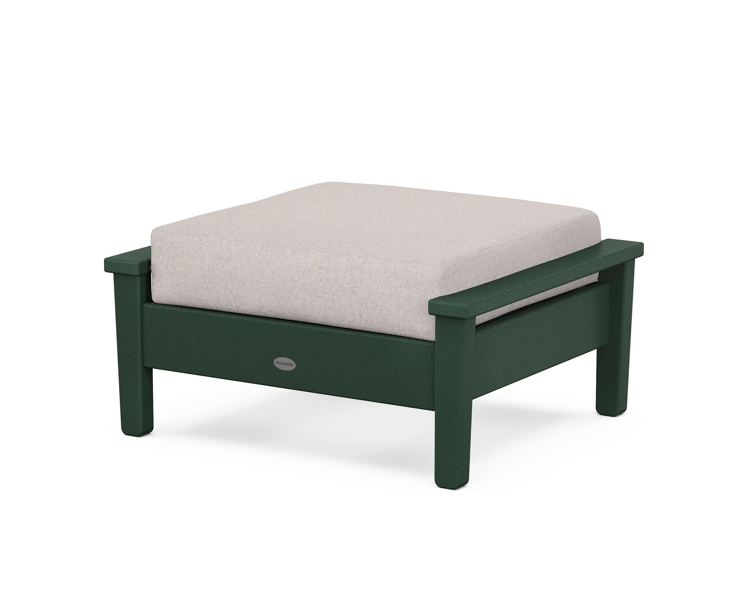 POLYWOOD® Prescott Deep Seating Ottoman in Green / Dune Burlap