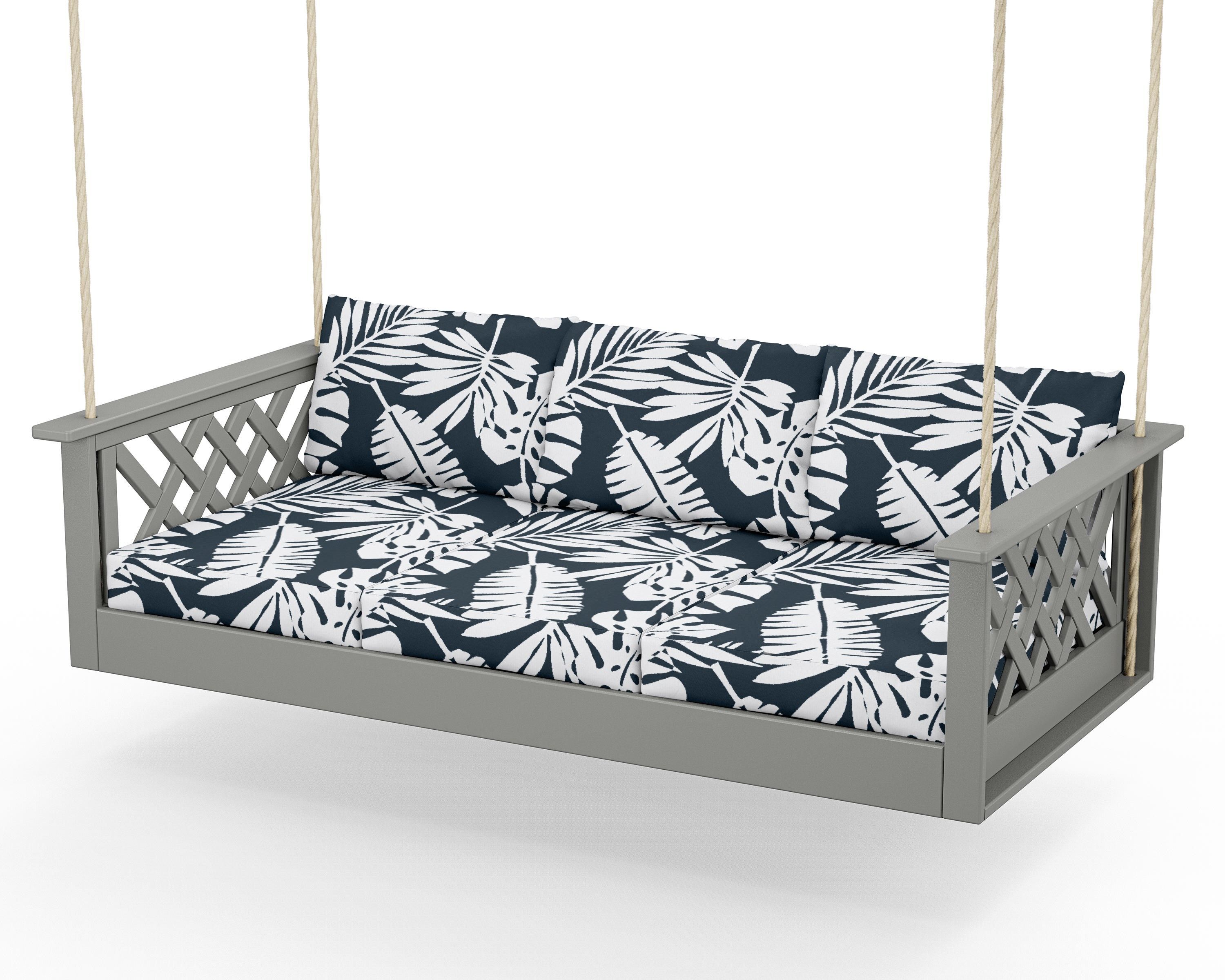 Country Living Wovendale Daybed Swing in Slate Grey / Leaf Marine Indigo
