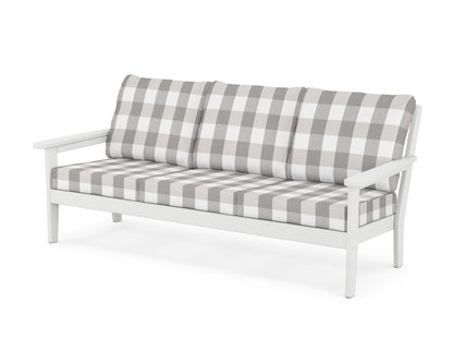 Country Living Cottage Deep Seating Sofa in White / Buffalo Plaid Grey Mist