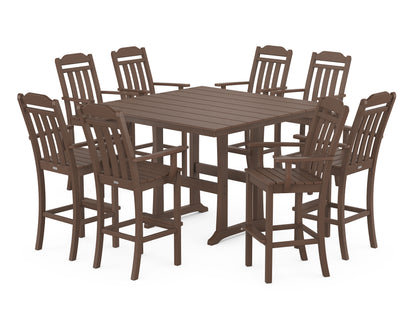 Country Living Cottage 9-Piece Farmhouse Bar Set with Trestle Legs in Mahogany