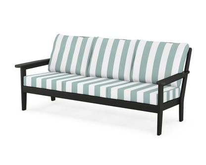 Country Living Cottage Deep Seating Sofa in Black / Cabana Stripe Glacier Spa