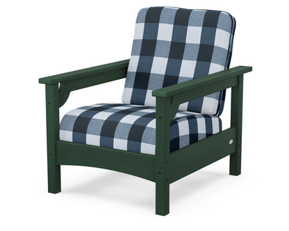 POLYWOOD® Club Chair in Green / Buffalo Plaid Marine Indigo
