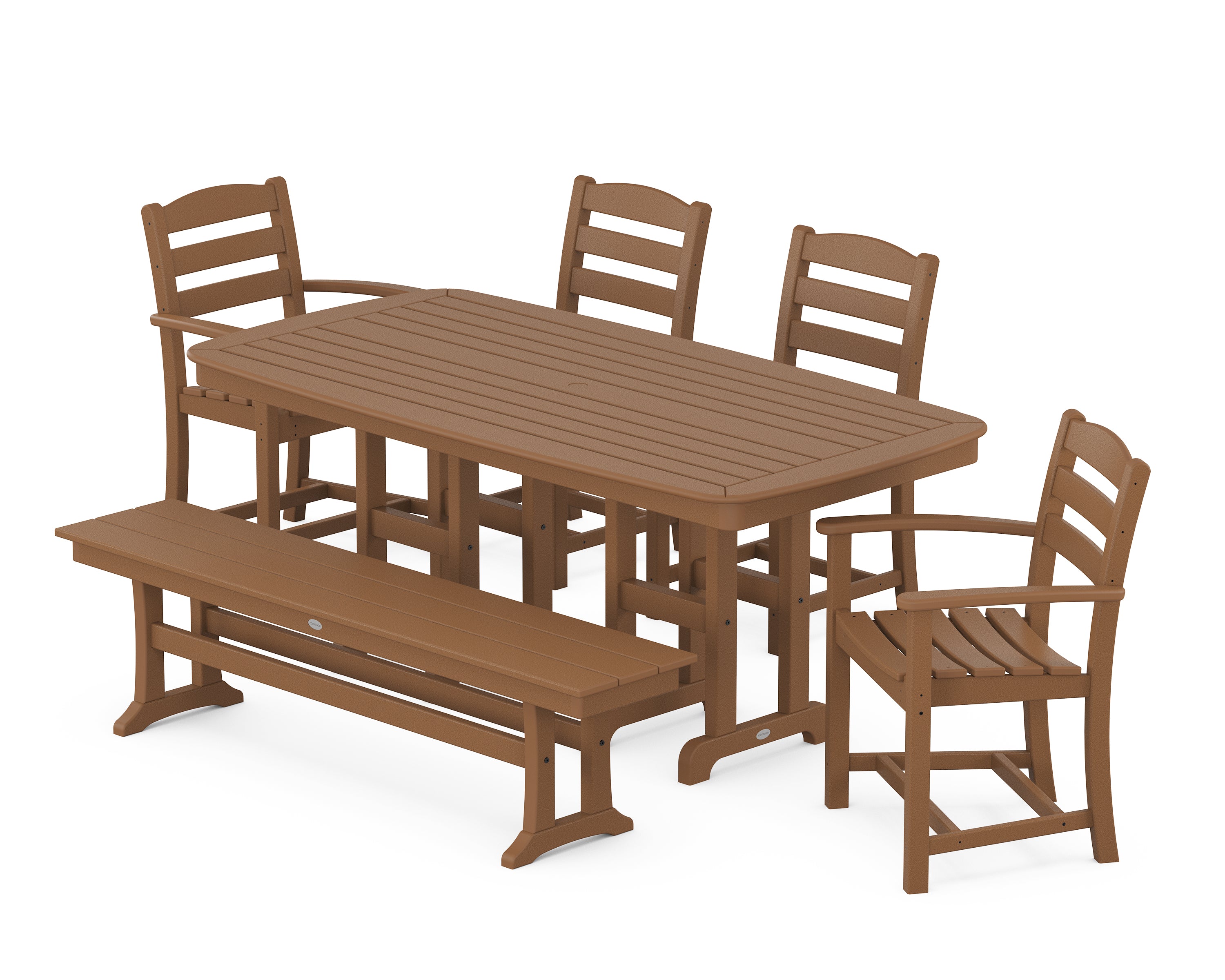 POLYWOOD® La Casa Café 6-Piece Dining Set with Bench in Teak