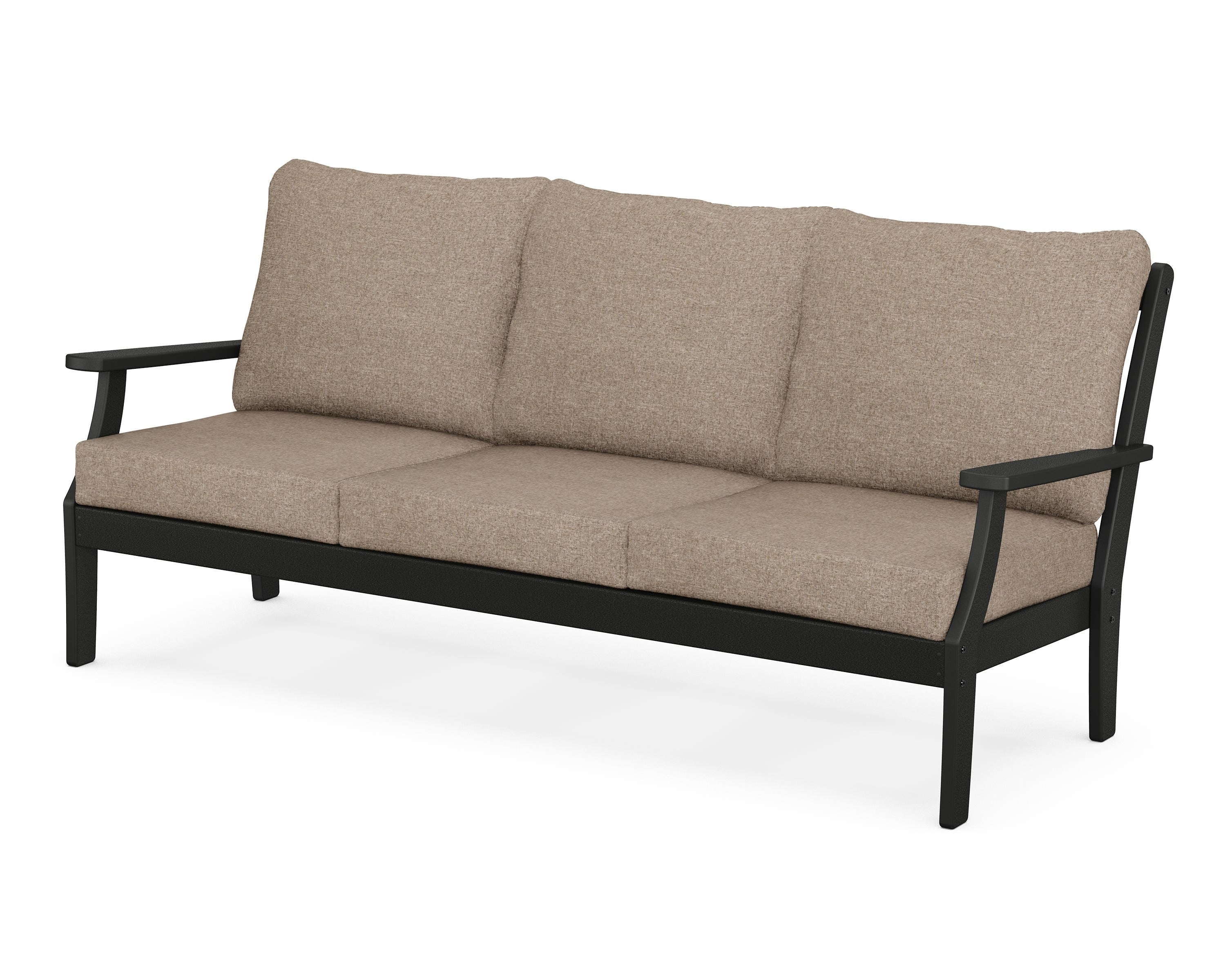 POLYWOOD® Braxton Deep Seating Sofa in Black / Spiced Burlap