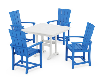 POLYWOOD® Quattro 5-Piece Farmhouse Dining Set in Pacific Blue / White