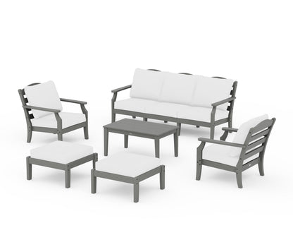 Draper James™ by  POLYWOOD® Savannah 6-Piece Lounge Sofa Set in Slate Grey / Natural