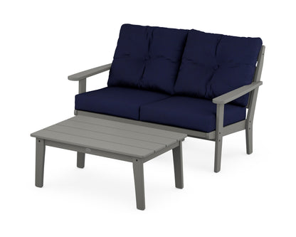 POLYWOOD® Lakeside 2-Piece Lounge Loveseat Set in Slate Grey / Navy