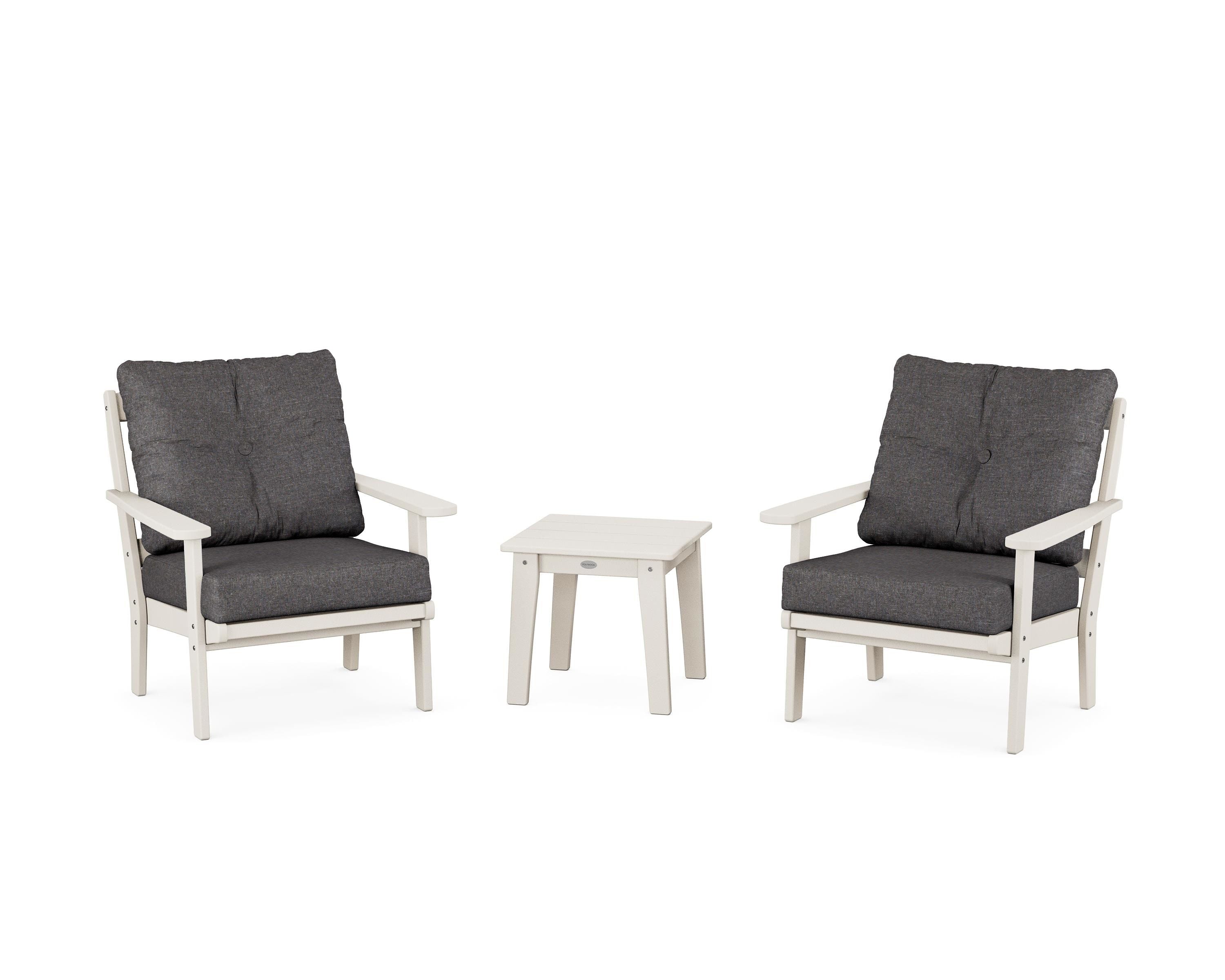 POLYWOOD® Mission 3-Piece Deep Seating Set in Sand / Ash Charcoal
