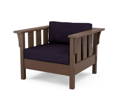 Martha Stewart by POLYWOOD® Acadia Deep Seating Chair in Mahogany / Navy Linen