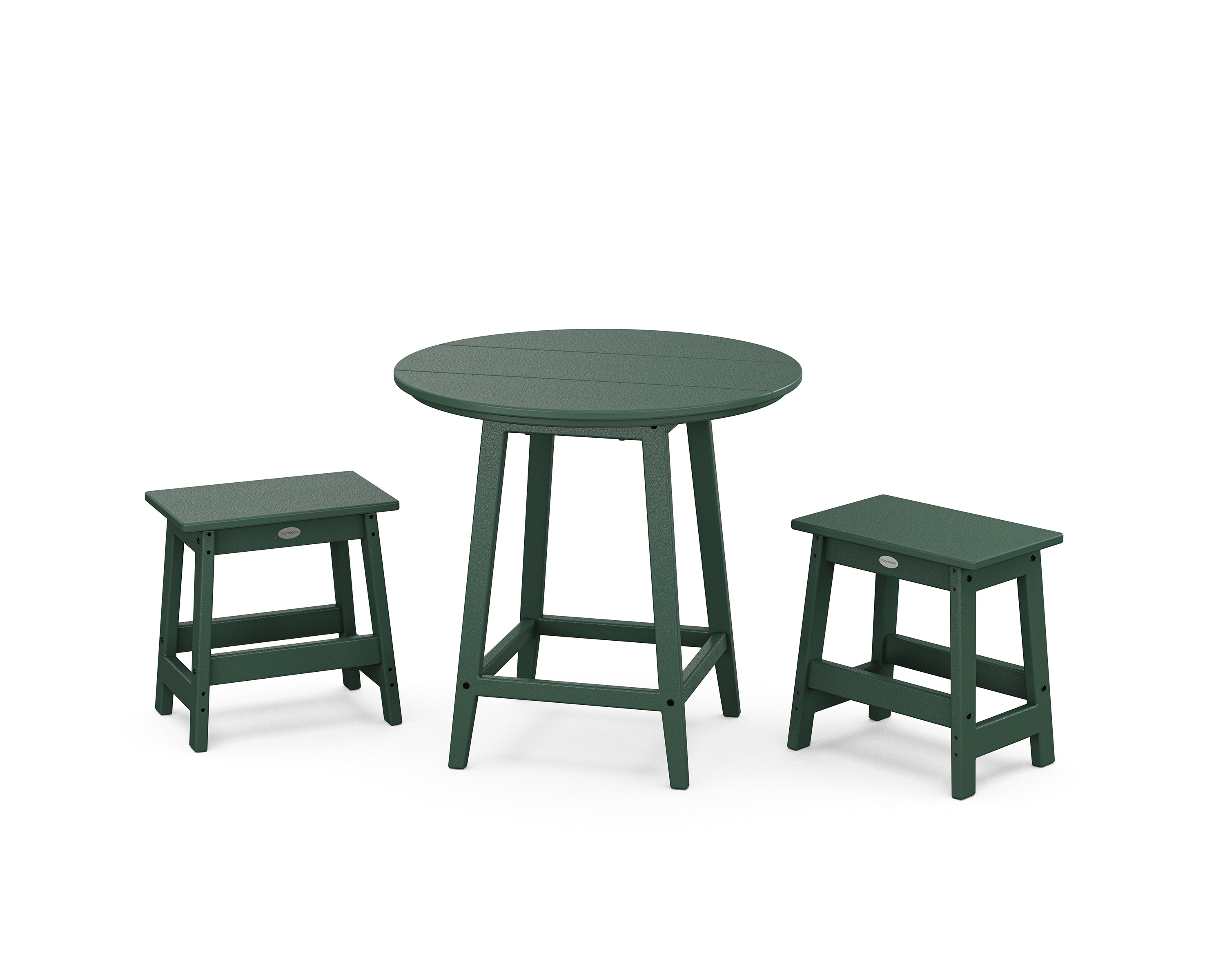 POLYWOOD® Modern Studio Stool 3-Piece Round Bistro Set in Green