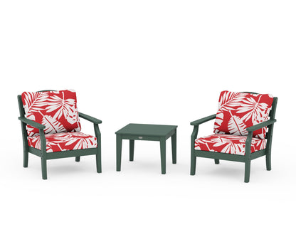 Draper James™ by  POLYWOOD® Savannah 3-Piece Deep Seating Set in Green / Leaf Crimson