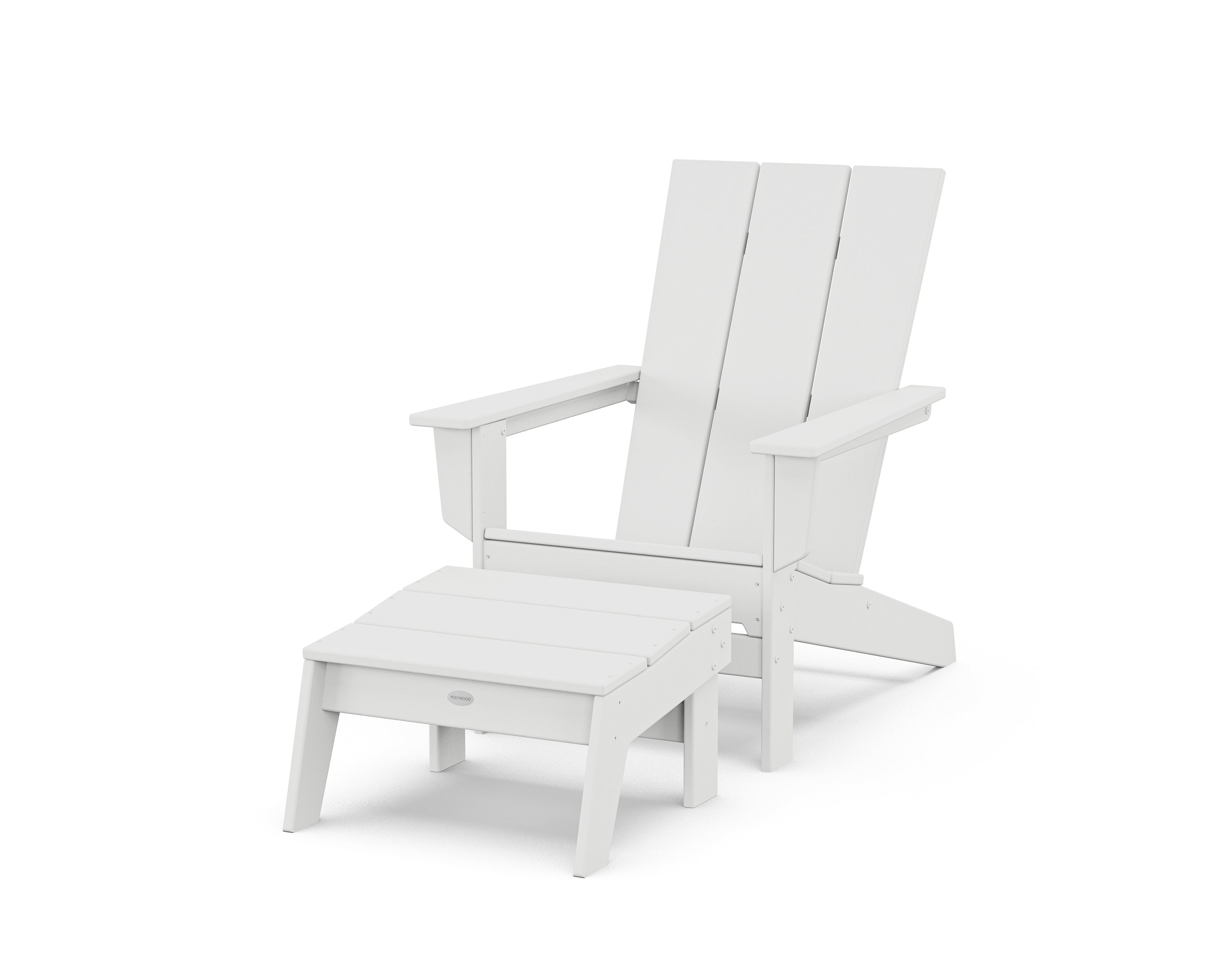 POLYWOOD® Modern Studio Adirondack Chair with Ottoman in White