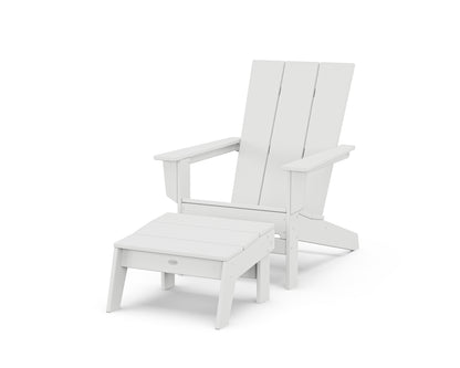 POLYWOOD® Modern Studio Adirondack Chair with Ottoman in White