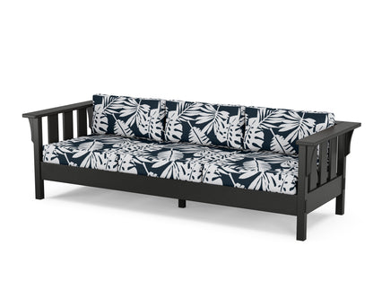 Martha Stewart by POLYWOOD® Acadia Deep Seating Sofa in Black / Leaf Marine Indigo
