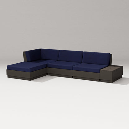 PW Designer Series Elevate Chaise Sectional in Vintage Coffee / Navy