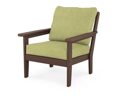 Country Living Cottage Deep Seating Chair in Mahogany / Chartreuse Boucle